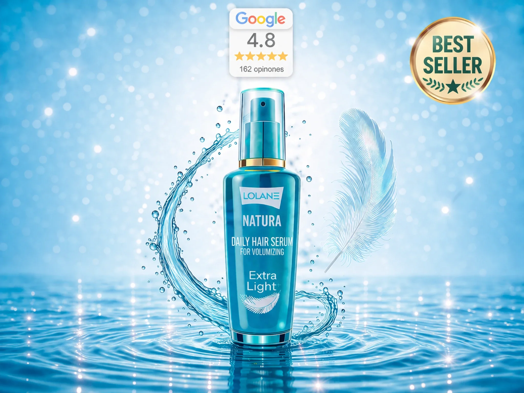 Serum Lolane Natura de uso diario para dar volumen al cabello fino con alga azul y textura extra ligera
