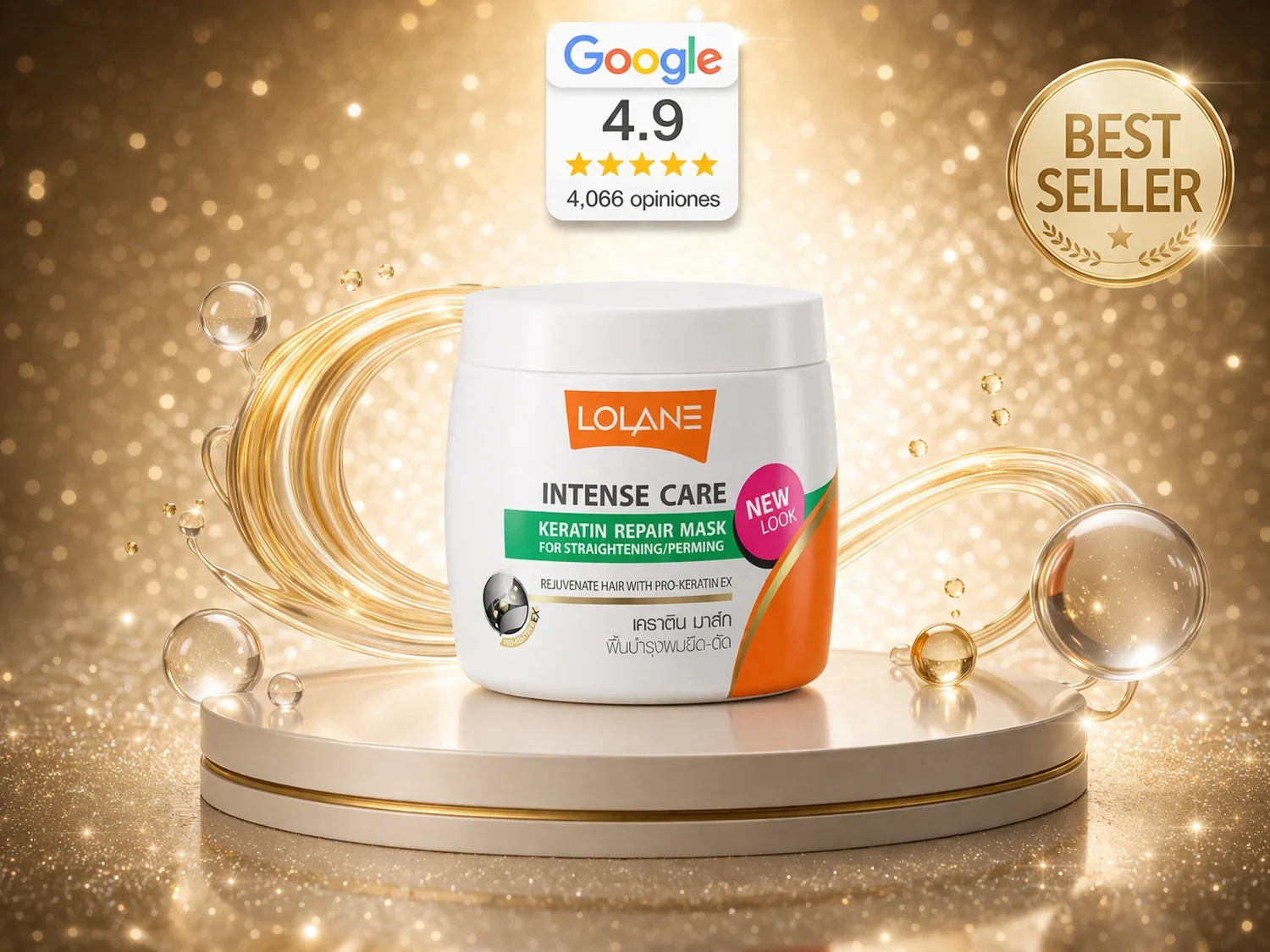 Mascarilla Reparadora Lolane Intense Care con queratina para cabello dañado por calor, alaciado o permanentes
