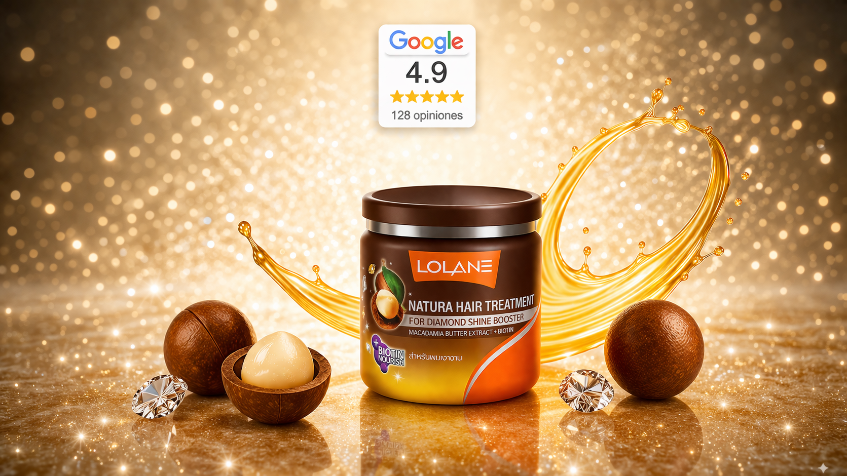 ⭐ Más vendido en México. Mascarilla Reparadora Lolane Natura con Macadamia para un Brillo Diamante 250g