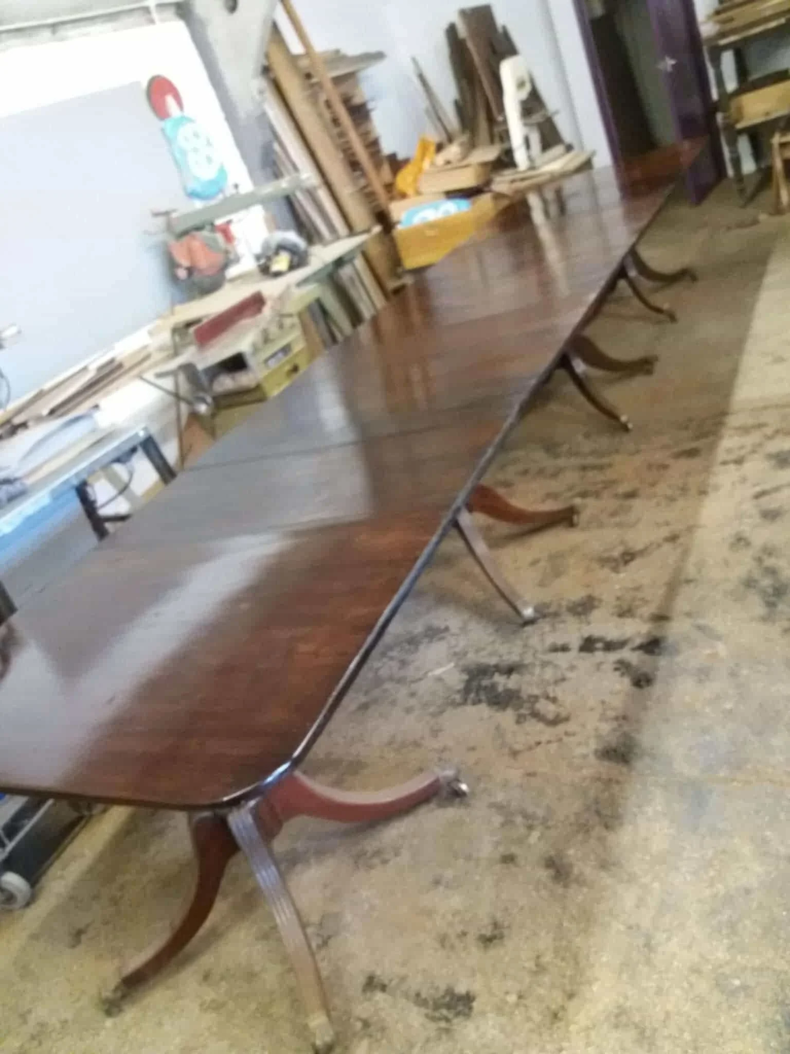 Work in progress of a custom large-scale dining table in our Kent workshop - Foxborough Furniture