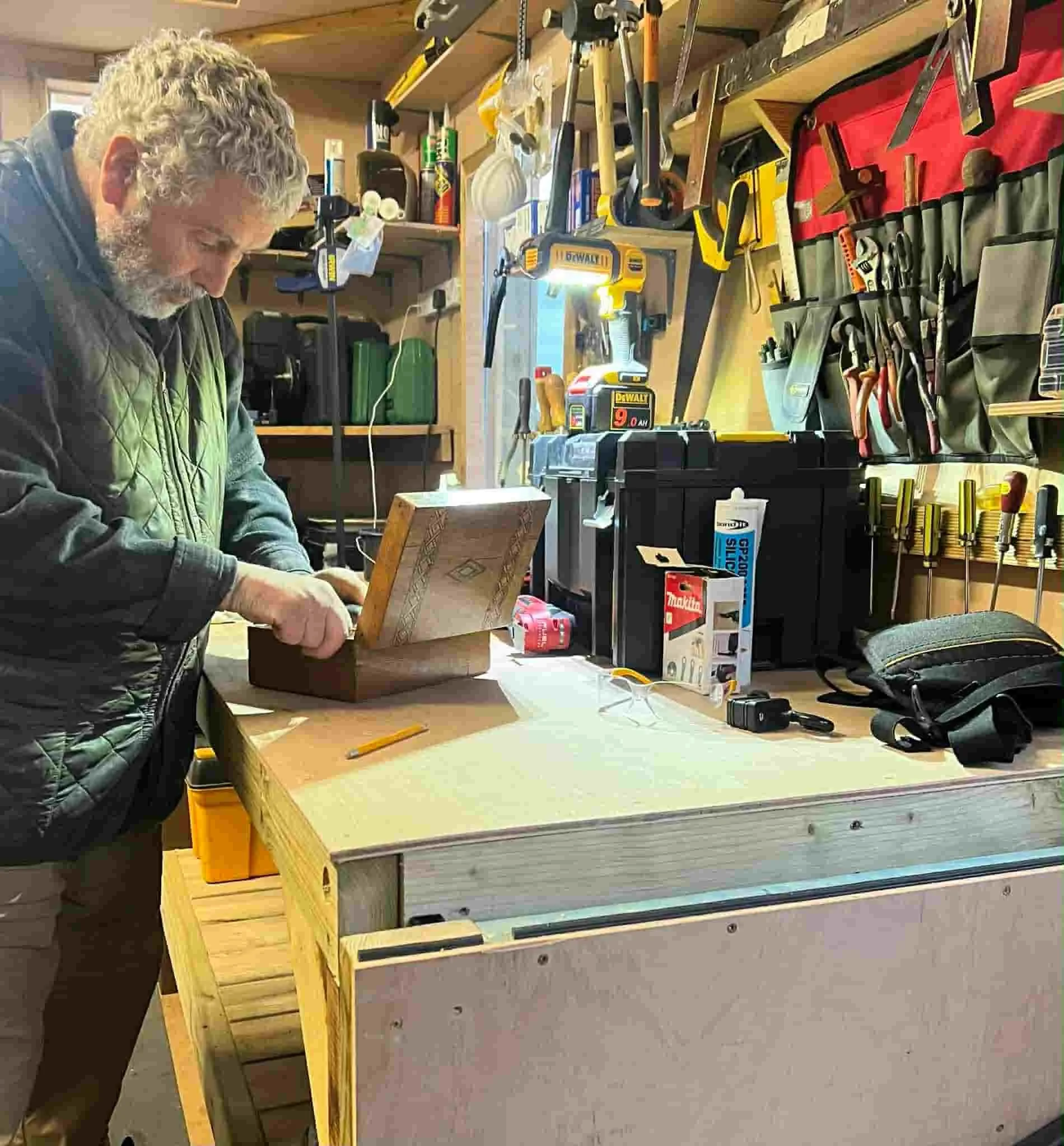 Steven Marfurt at work restoring furniture in his 2nd workshop