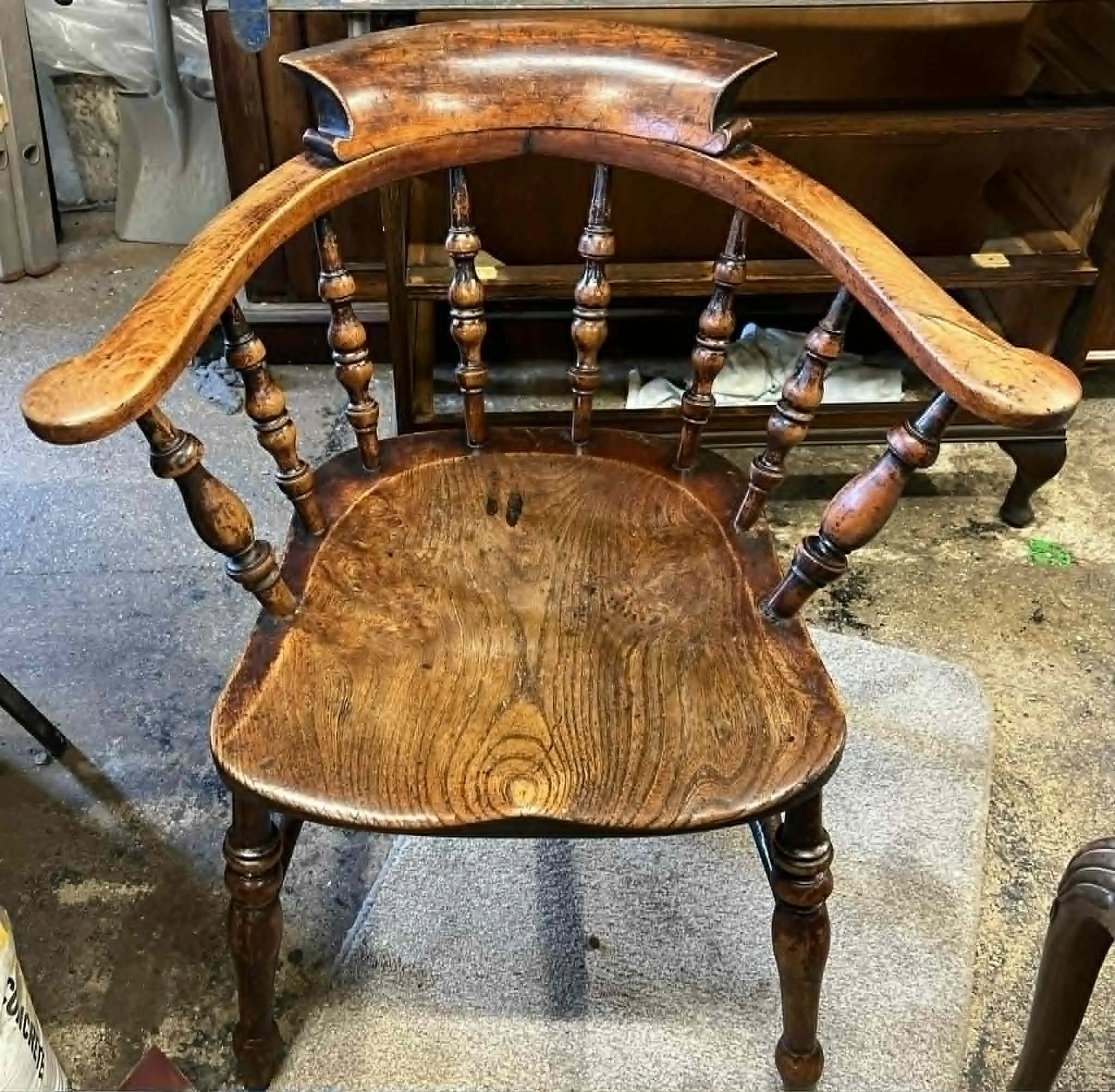 A mahogany dining chair fully restored with a hand-applied French polish finish, showing the final result of our chair renovation service in Kent.