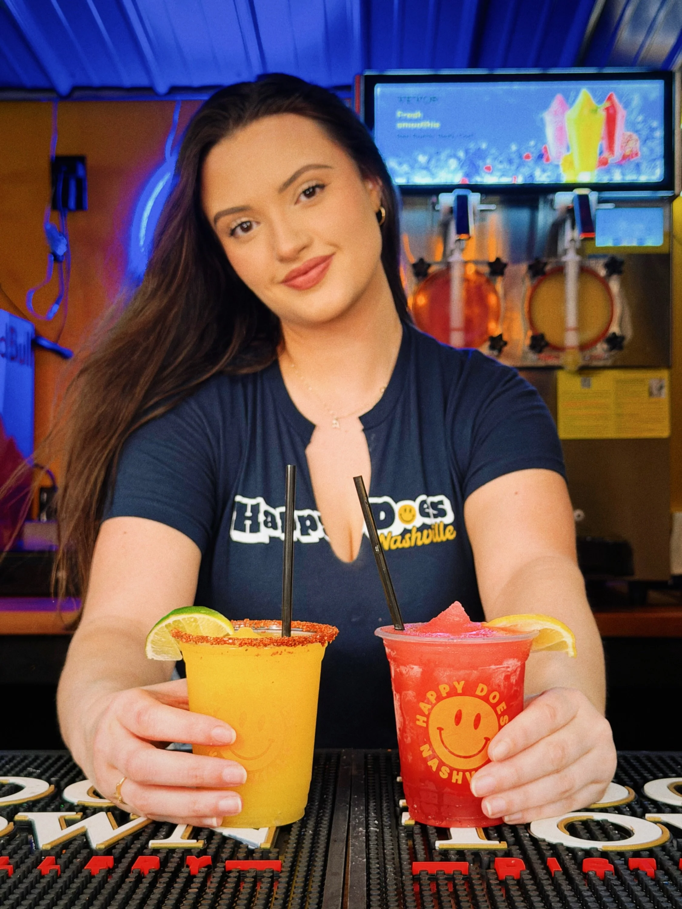 BOOZY Slushies are here! ❄️🍹 Come cool off with the Mango Margarita or the Watermelon Crawl. Also available in a souvenir yard cup!