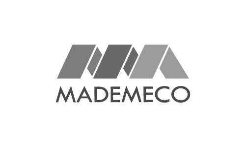Logo with stylized letters and the word 'MADEMECO' beneath it.