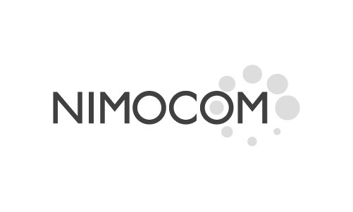 NIMOCOM logo with the company name and a series of gray circles arranged in a pattern.