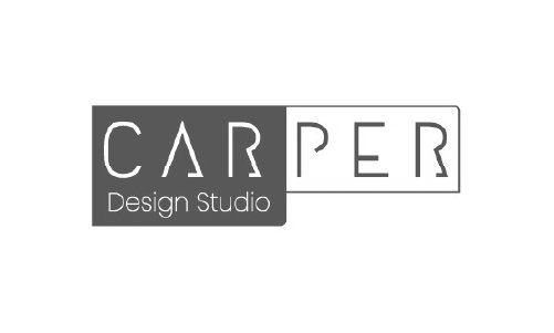 Logo for CARPER Design Studio with stylized text and a two-tone color scheme.
