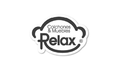 Logo for Relax Colchones & Muebles includes a cloud shape with the brand name 'Relax' and the subtitle 'Colchones & Muebles'.