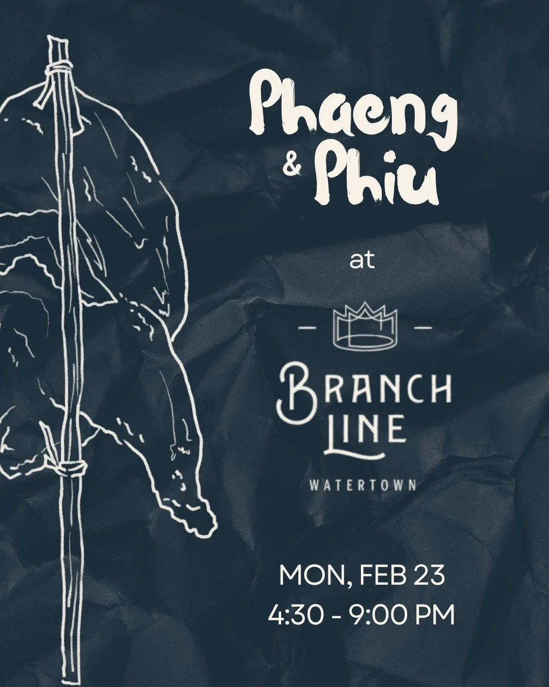 We&rsquo;re back and bringing Laos to Watertown! We're so excited to kick off our 2026 pop-ups with our friends at @_branchline on Monday, February 23rd.

The star of the show will be Hudson Valley heritage rotisserie chicken, ping gai ປີ້ງໄກ່ style.