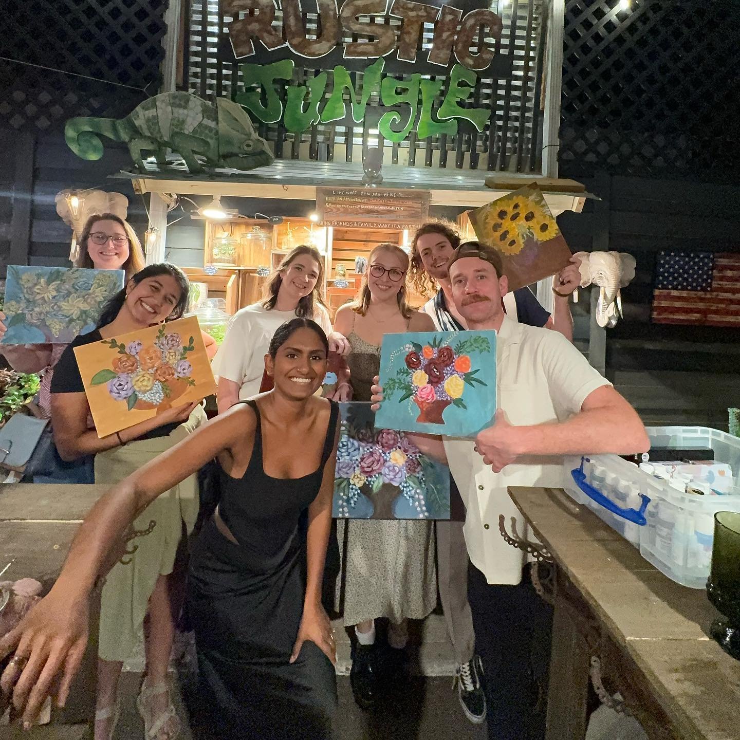 Taught my first paint class and had so much fun 👩🏼‍🎨🎨🥹🫶🏼 huge thank you to @saltedhaven for making it possible for me to do what I love, & another huge thank you to @backyardgarden.austin for the most perfect workshop venue🪴🌷🌿