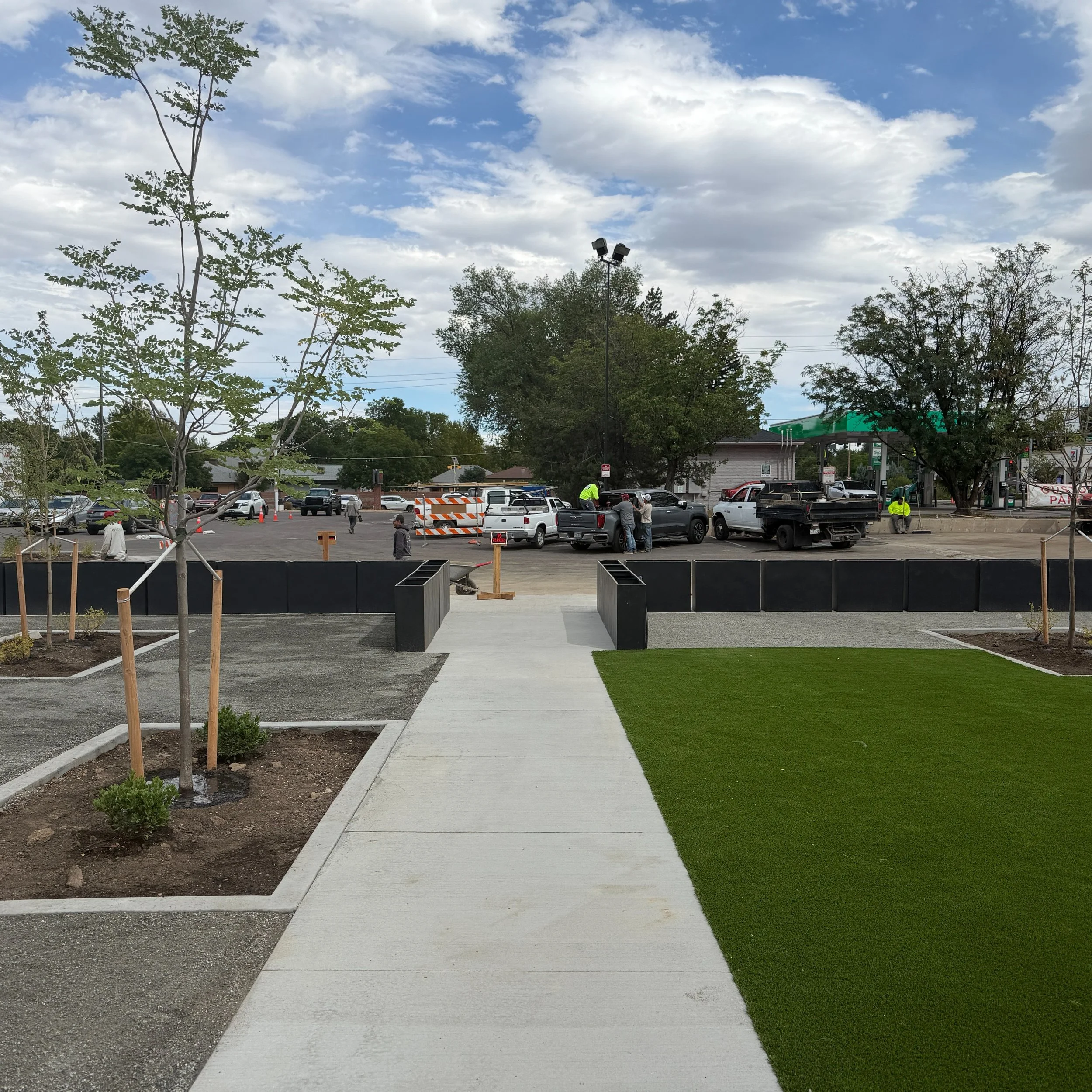 Courtyard work getting very close to complete. Turf is in, plants and bushes finding there way too. Furniture comes next. 

E. Florida Ave driveways will be reopened next week. Thanks for your patience during our construction.