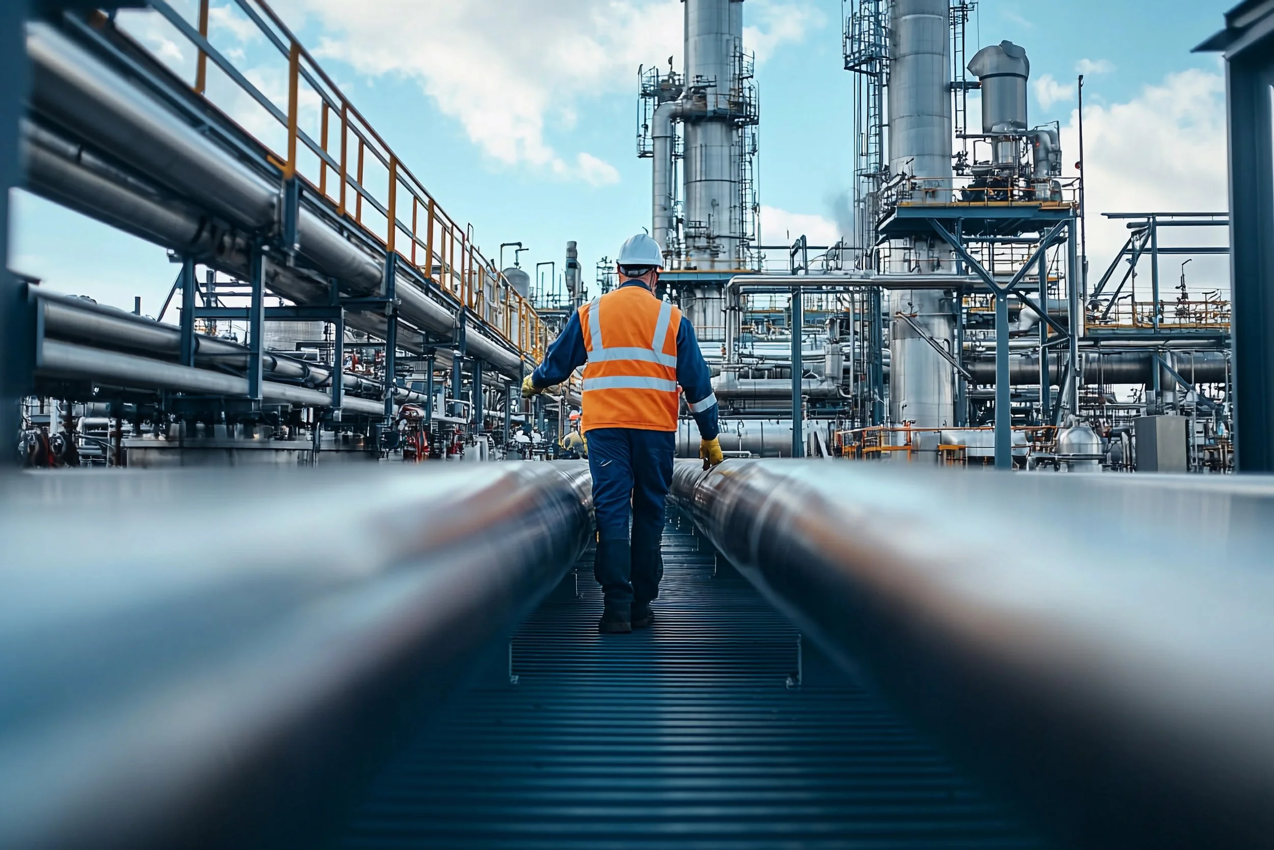 Oranssi technician working on a roof project