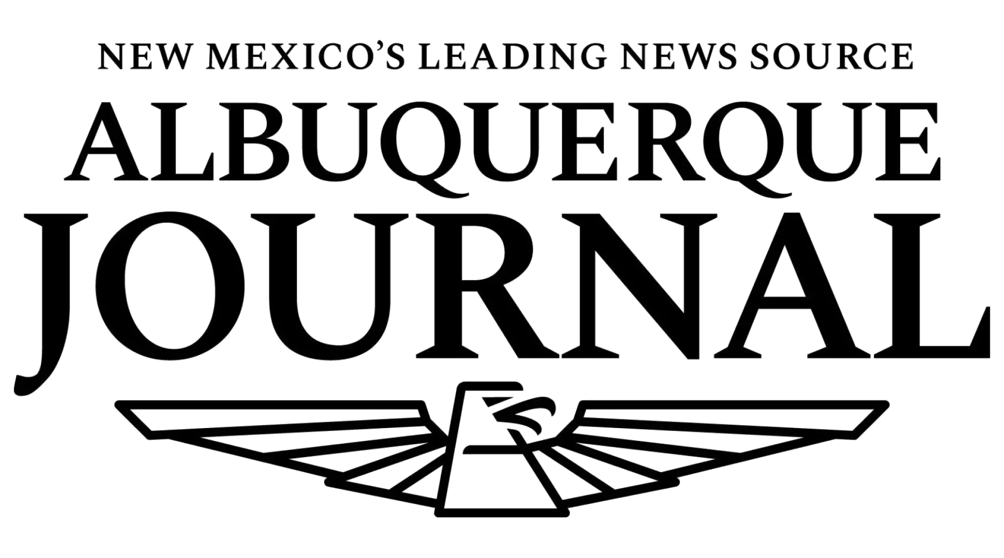 A black and white logo with the text "New Mexico's Leading News Source Albuquerque Journal" and a stylized bird illustration beneath the text.
