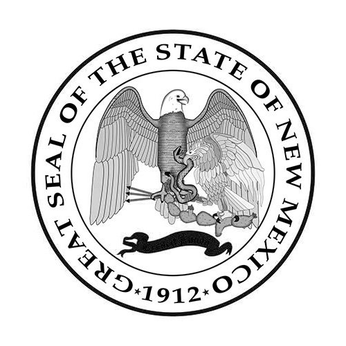 Seal of the State of New Mexico with an eagle, snake, and decorative elements, established in 1912.