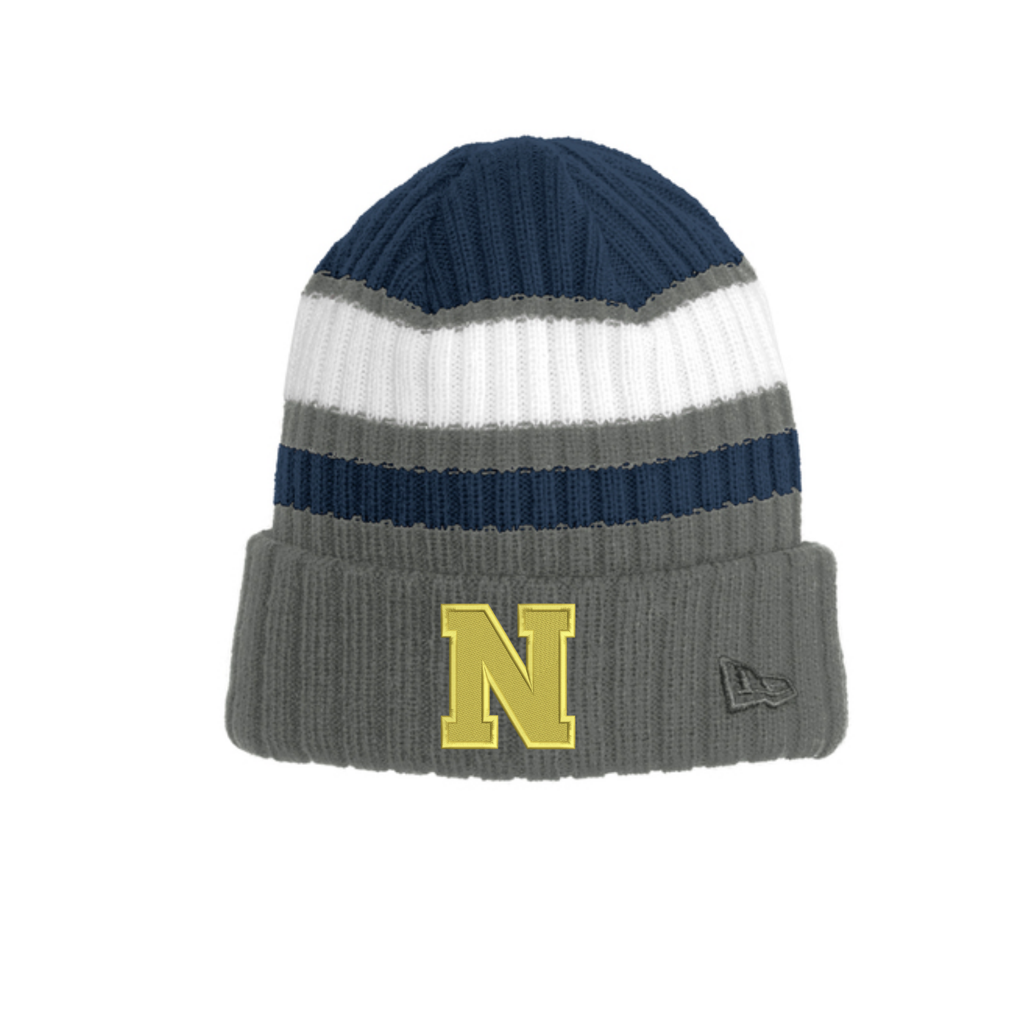 New Era Stripped Beanie- Embroidered