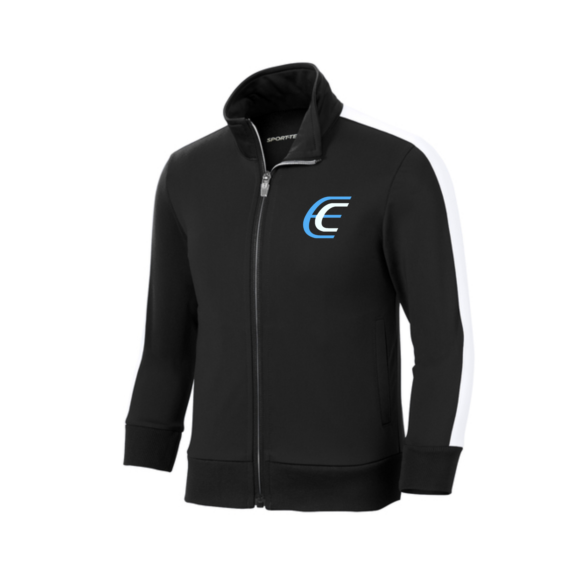 Sport Tek Youth Color block track jacket Embroidered- Black
