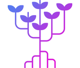 Stylized illustration of a woman with long hair, wearing a purple dress, holding a smartphone.