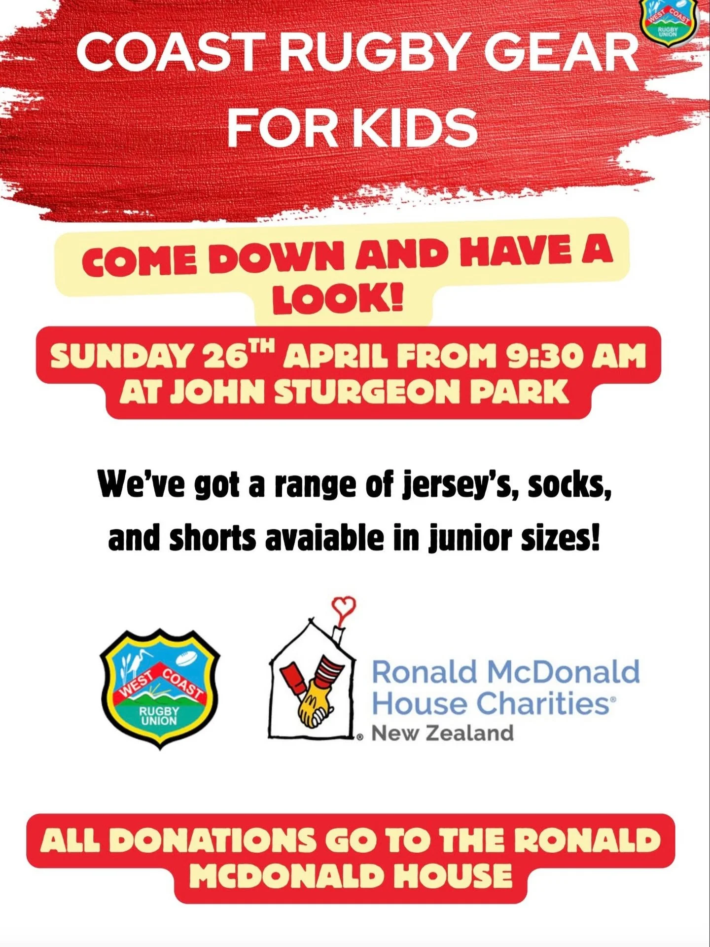 Coast Rugby Gear for Kids!

Sunday 26th at John Sturgeon Park - 9:30am

Come have a look!