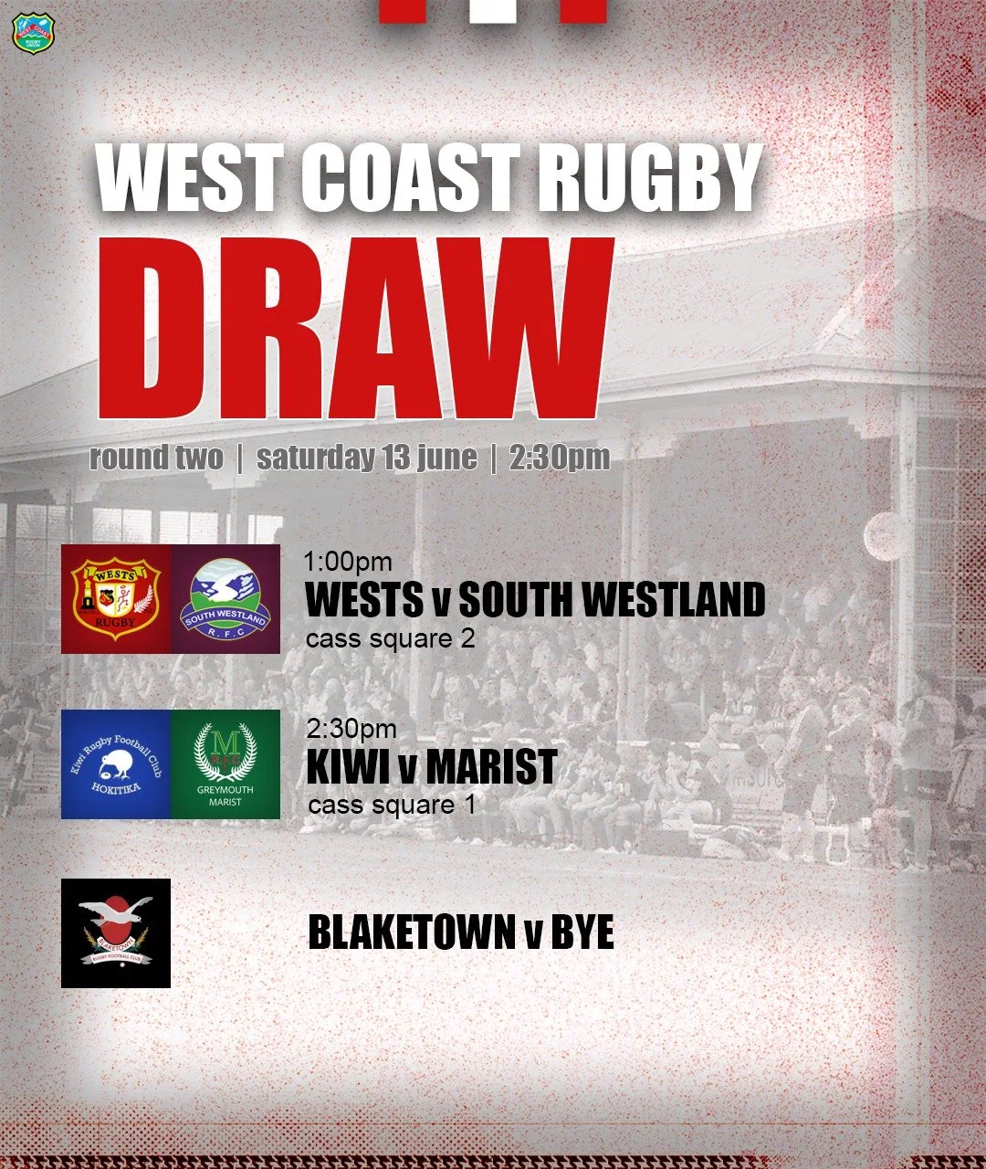 Round 2 of the Taylorville-Wallsend Trophy and all the action is at Cass Square!

#WestCoastRugby