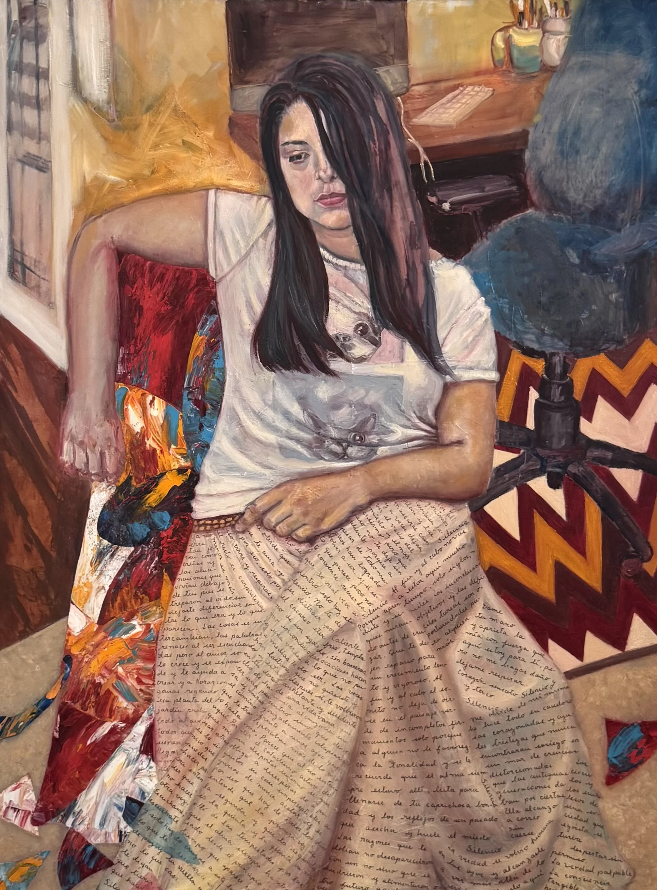 “Comfort Blanket.” Acrylic an oil on canvas. 8”x 30”. 2025.