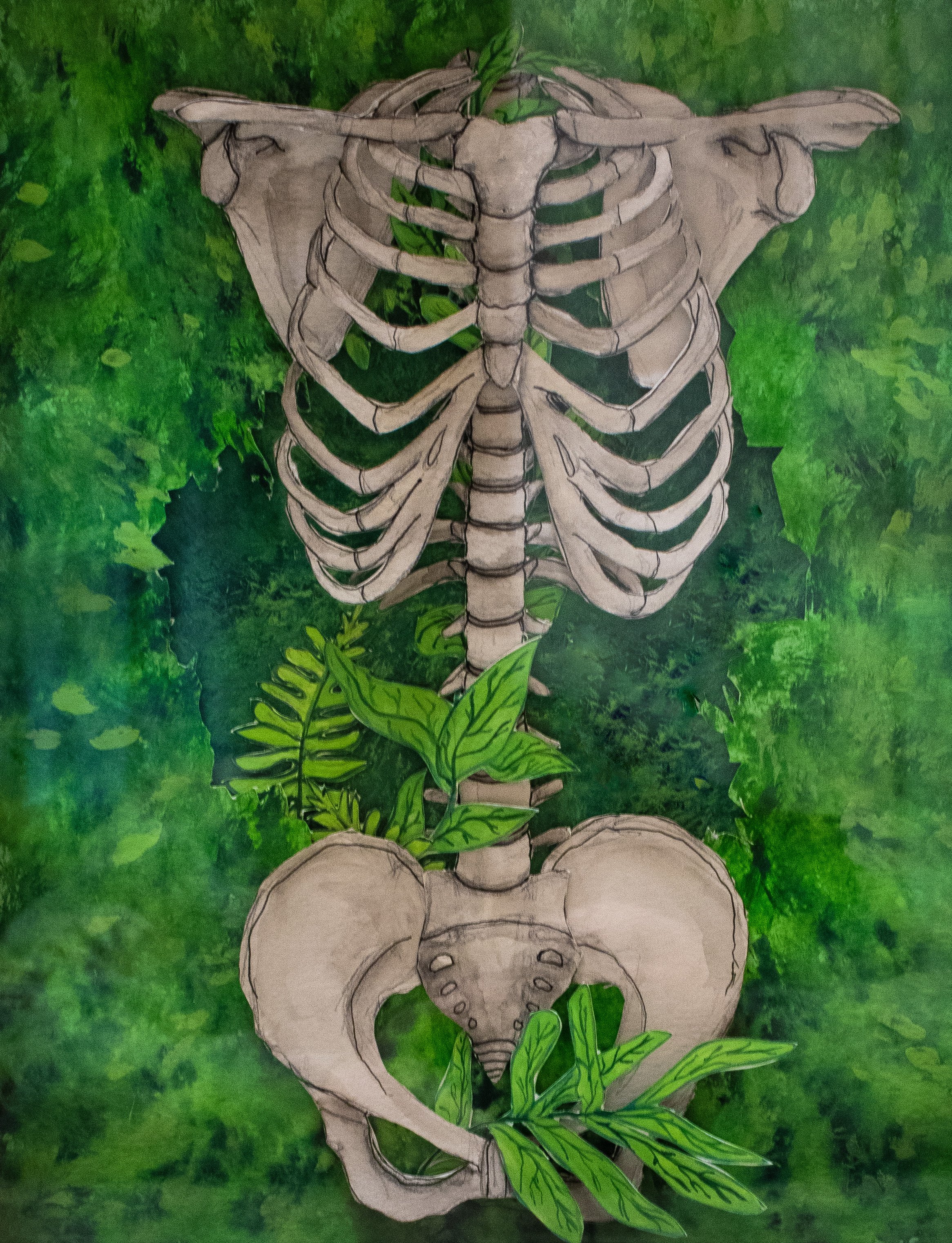 Ribcage 2023 Watercolor, Gouache. Colored Pencil, India Ink, Foam Board