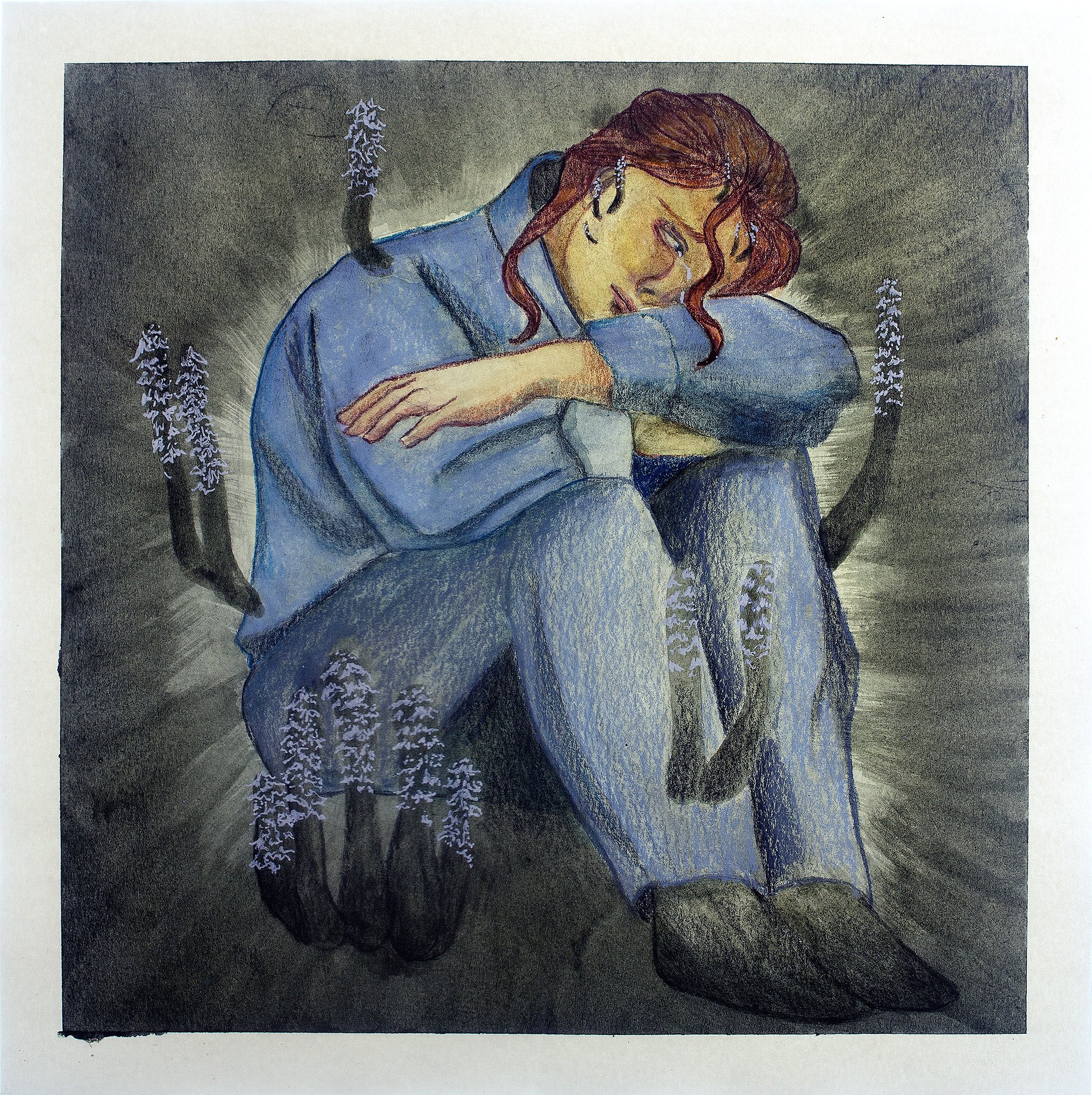 Xylaria polymorpha 2025 Watercolor and Colored Pencil