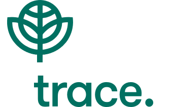 Trace logo featuring a stylized leaf icon above the word 'trace' in lowercase letters.