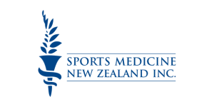 Logo of Sports Medicine New Zealand Inc. featuring a blue fern and text.
