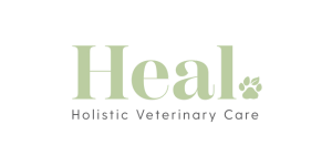Logo with the word 'Heal' and a small paw print, below it the text 'Holistic Veterinary Care'