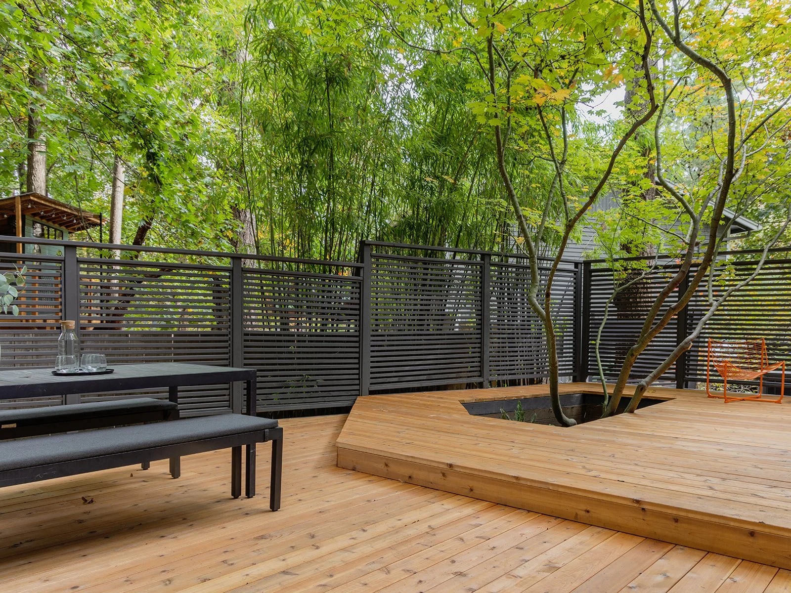 Multi level stained ceder deck