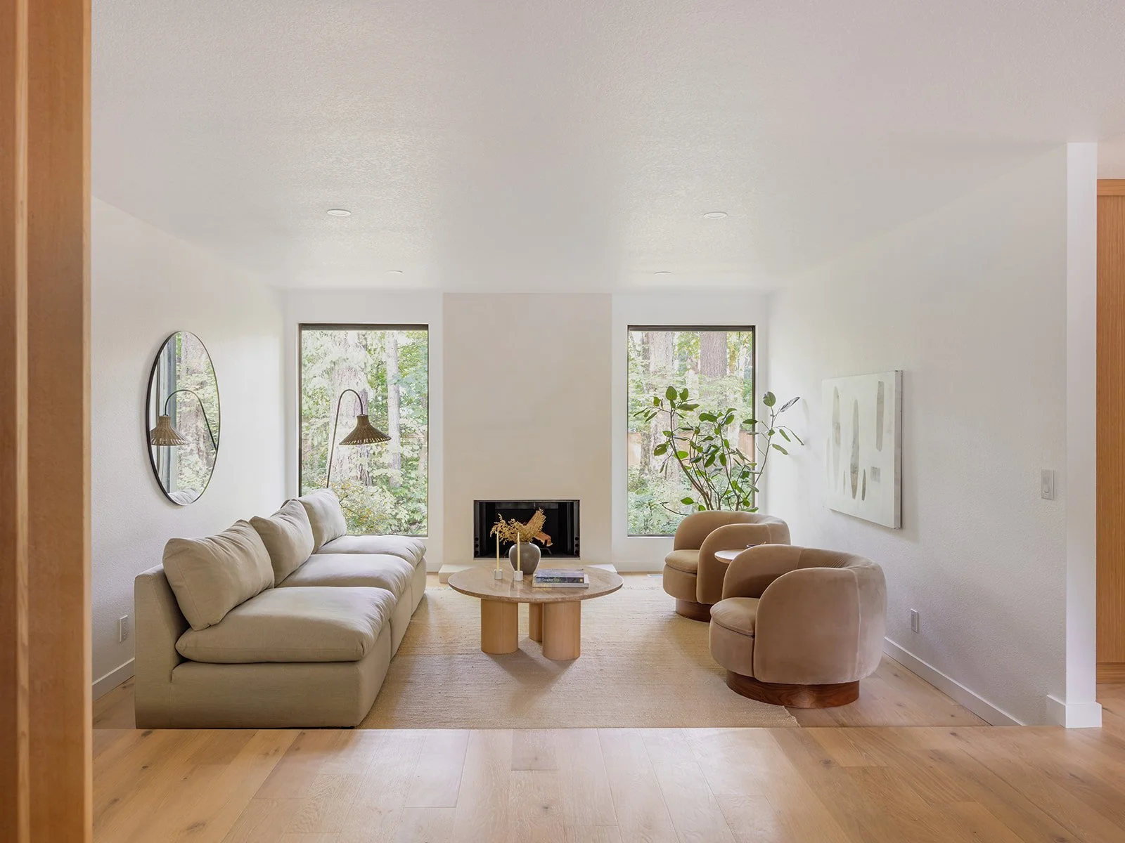 Plater fireplace sunken living room