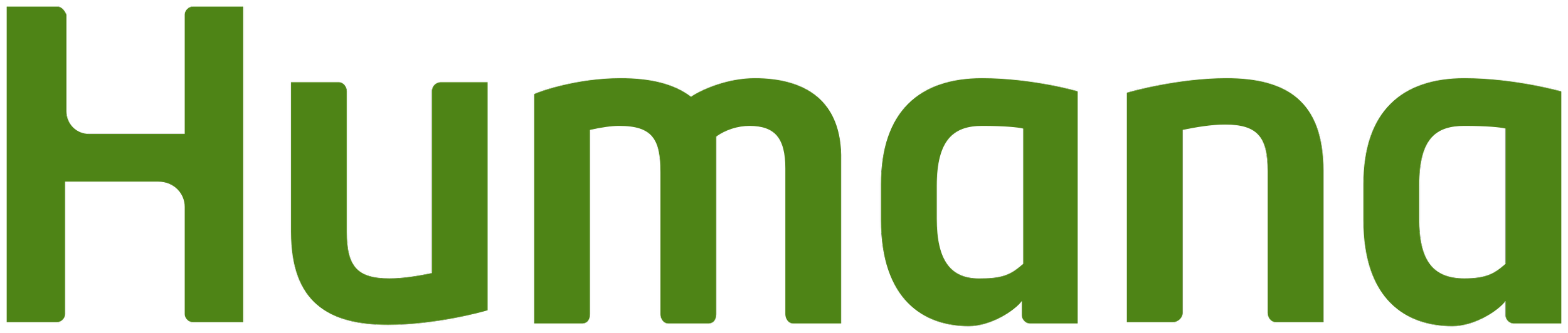Close-up of the word 'Humana' in green and black logo style.
