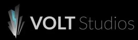 VOLT Studios logo with stylized lightning bolt graphic on a black background