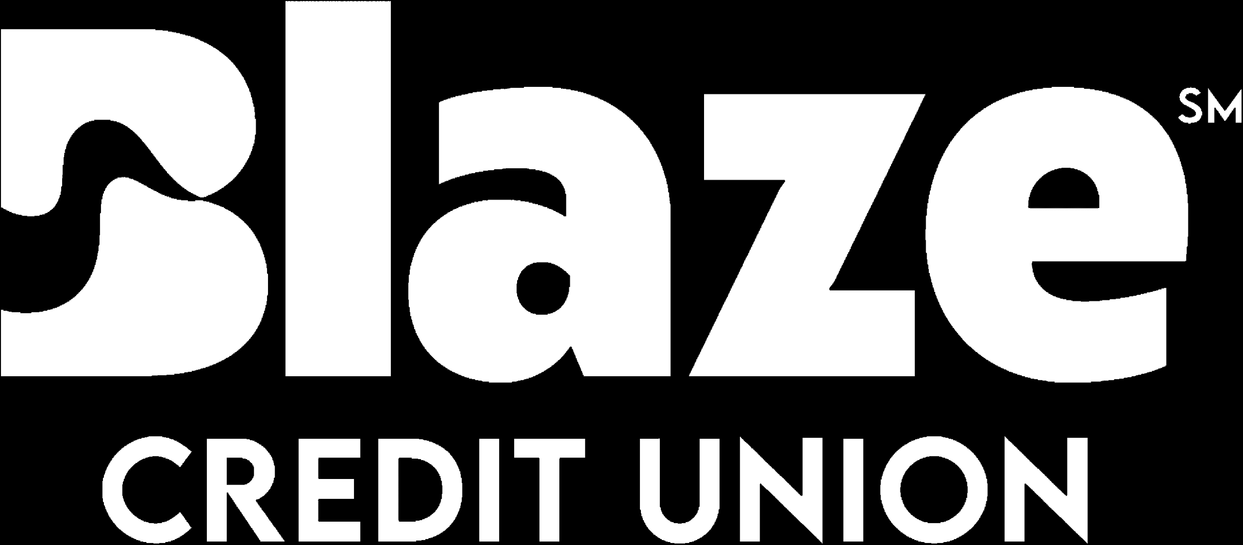Black and white logo of Blaze Credit Union with stylized text