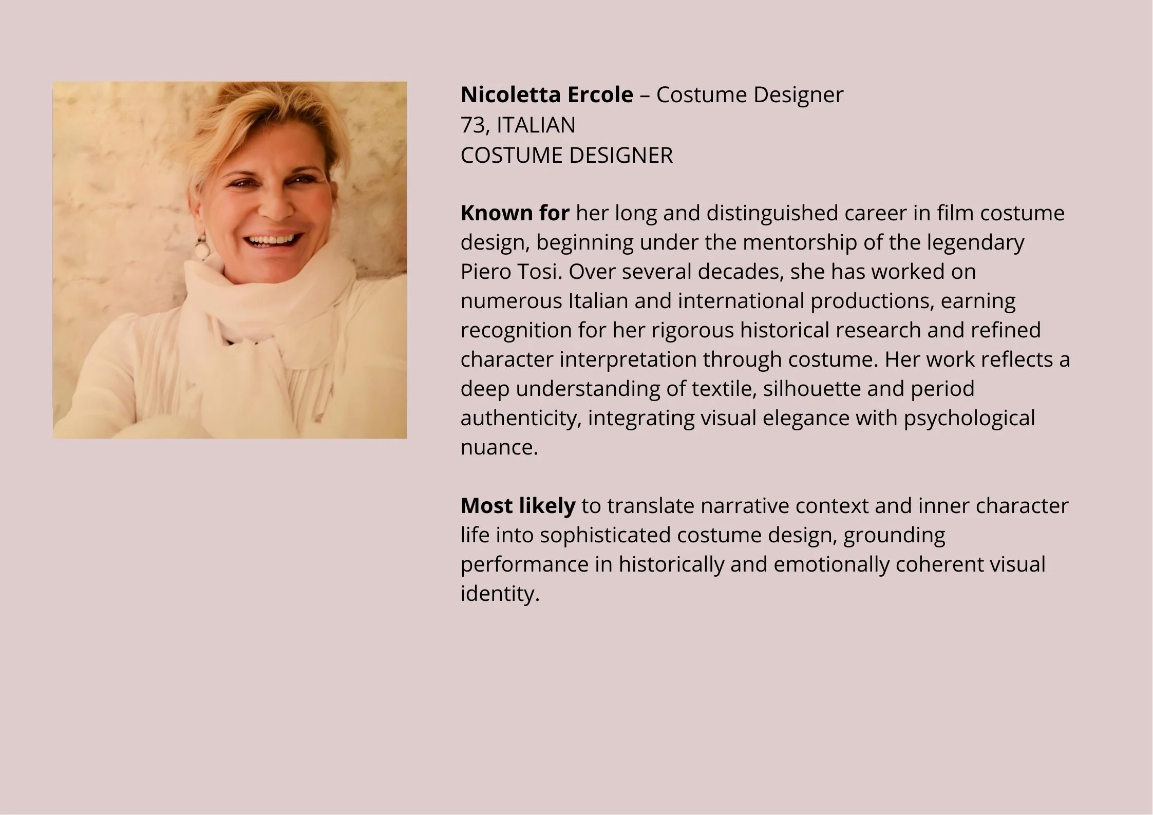 Nicoletta Ercole - Costume Designer