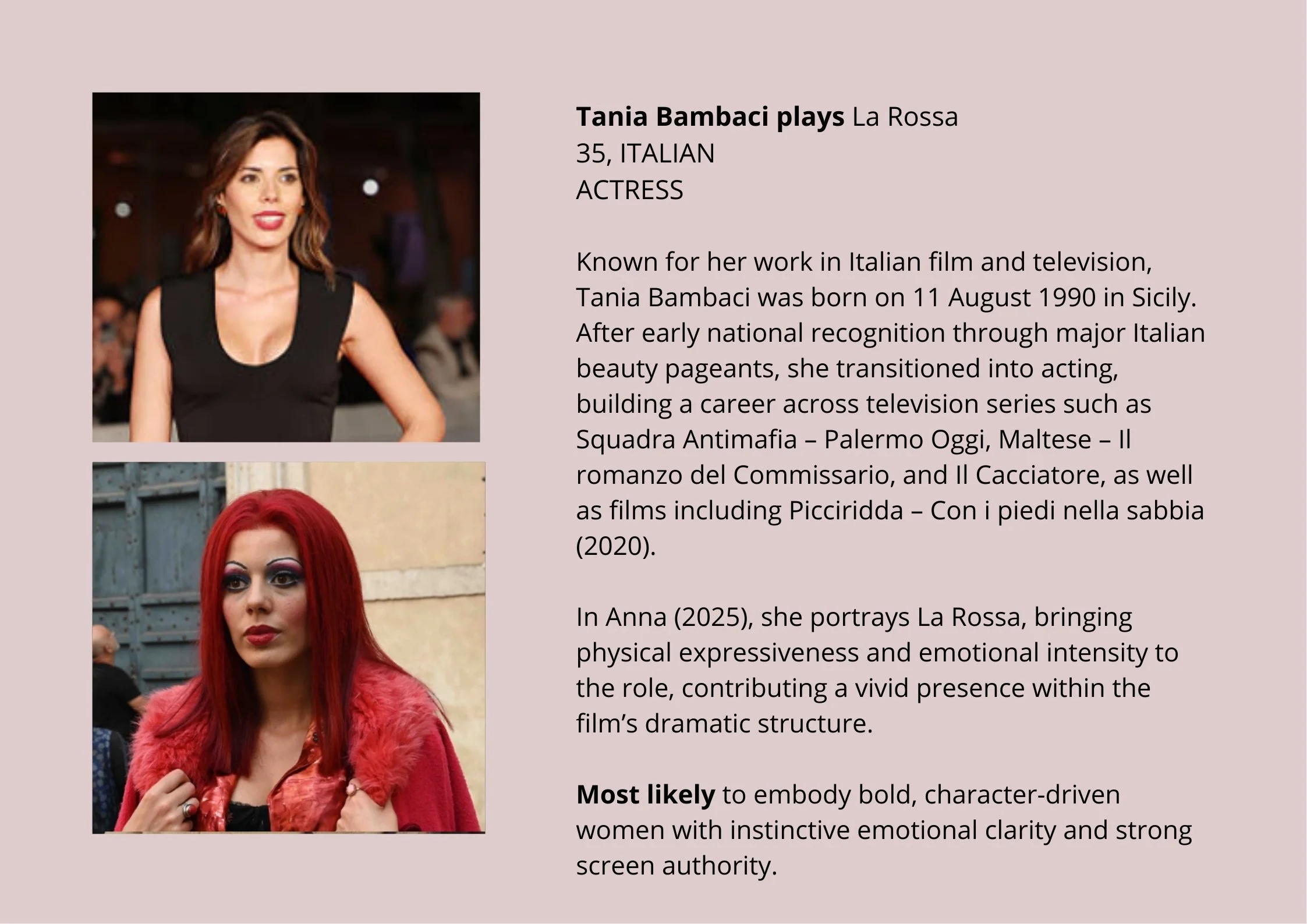 Tania Bambaci plays La Rossa