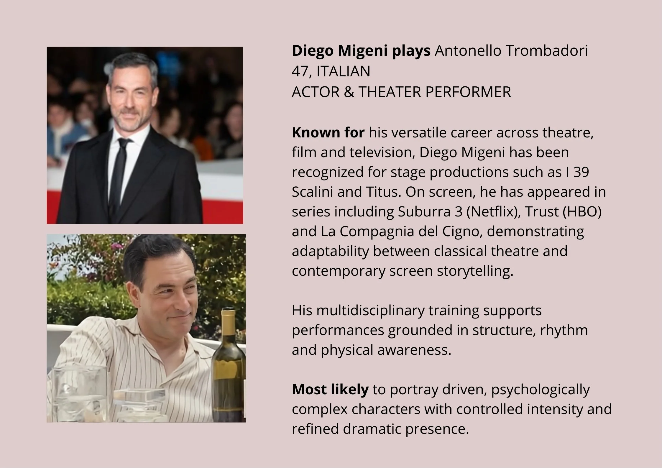 Diego Migeni plays Antonello Trombadori