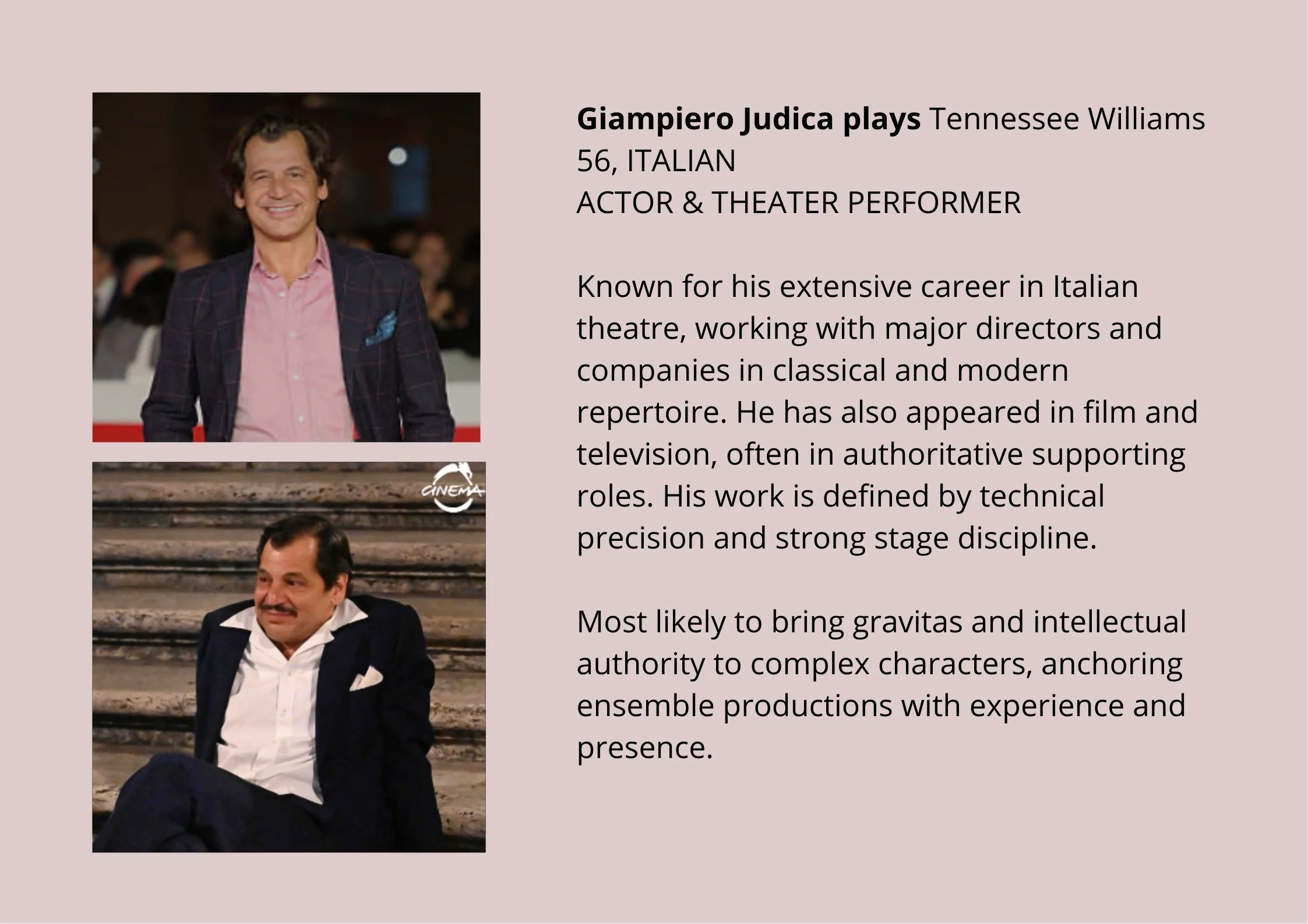 Giampiero Judica plays Tennessee Williams