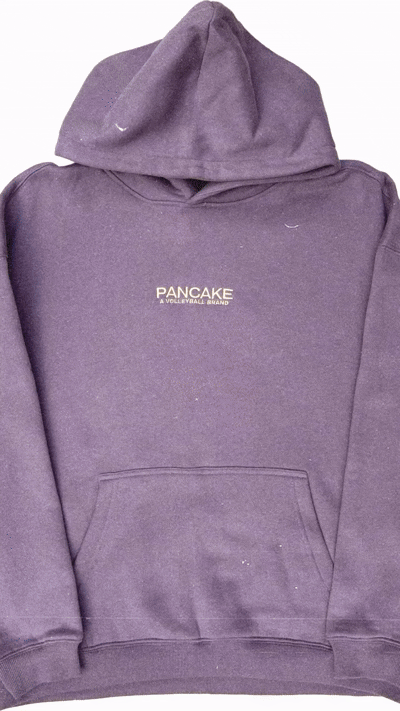 Purple Pancake Volleyball hoodie featuring volleyball-inspired graphic, streetwear apparel for players and fans