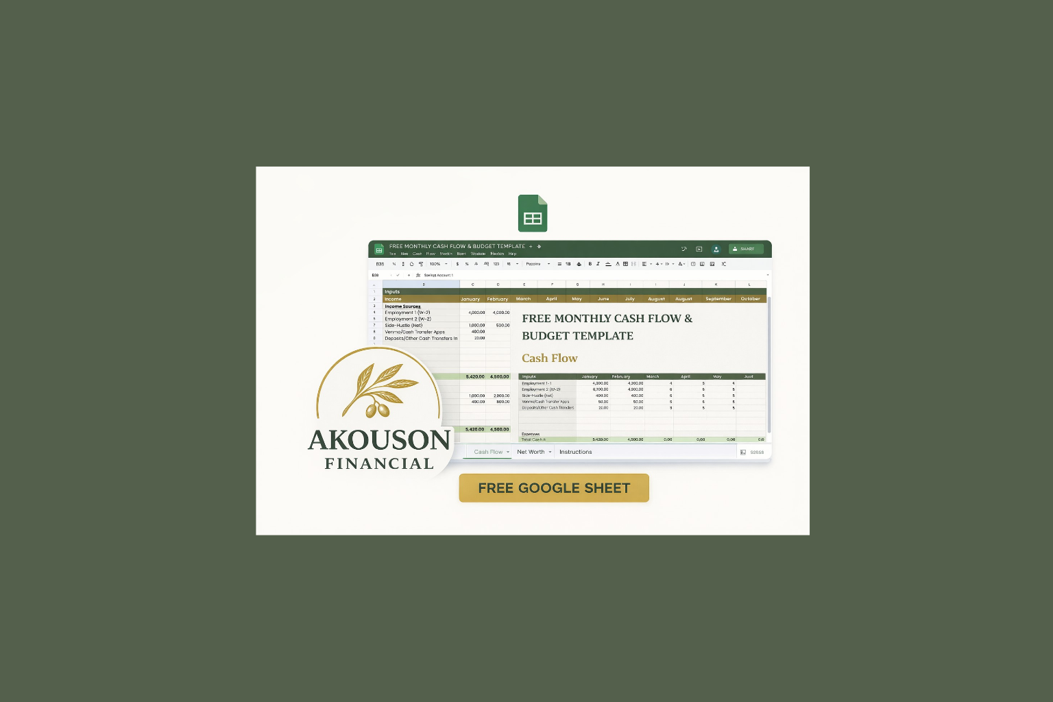 Personal Cash Flow and Net Worth Statement Template