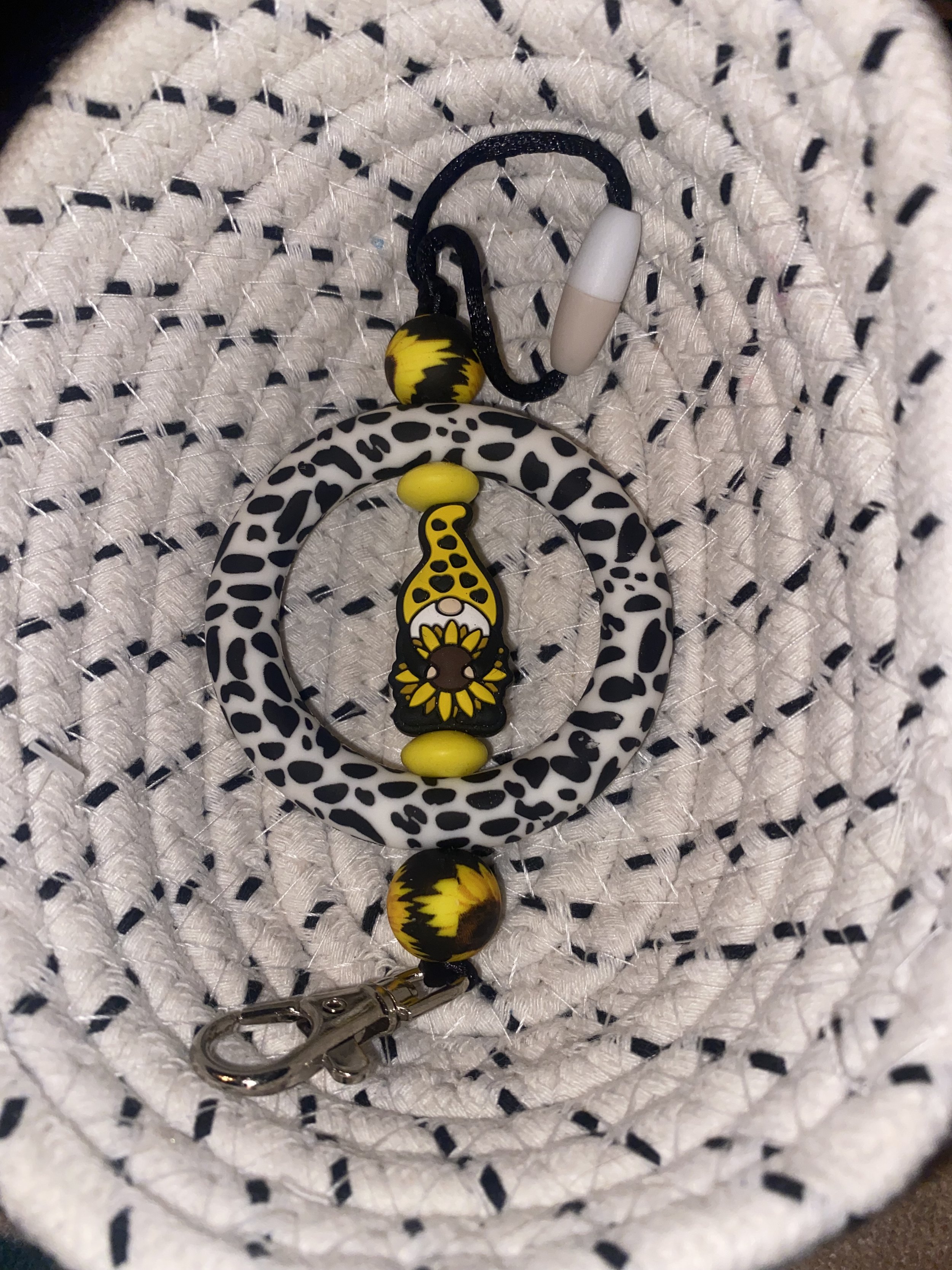 Sunflower gnome rearview mirror charm