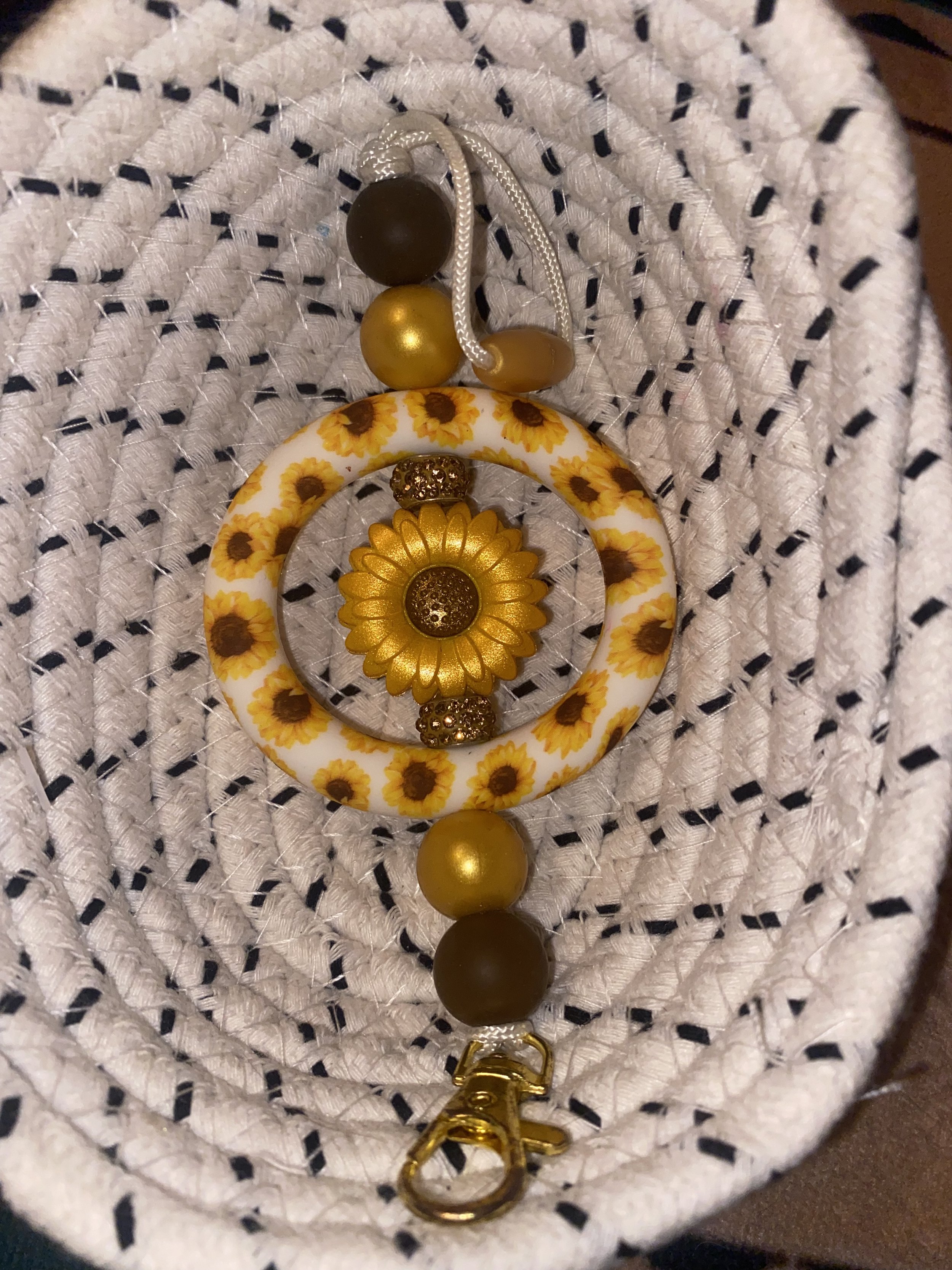 Sunflower rearview mirror charm