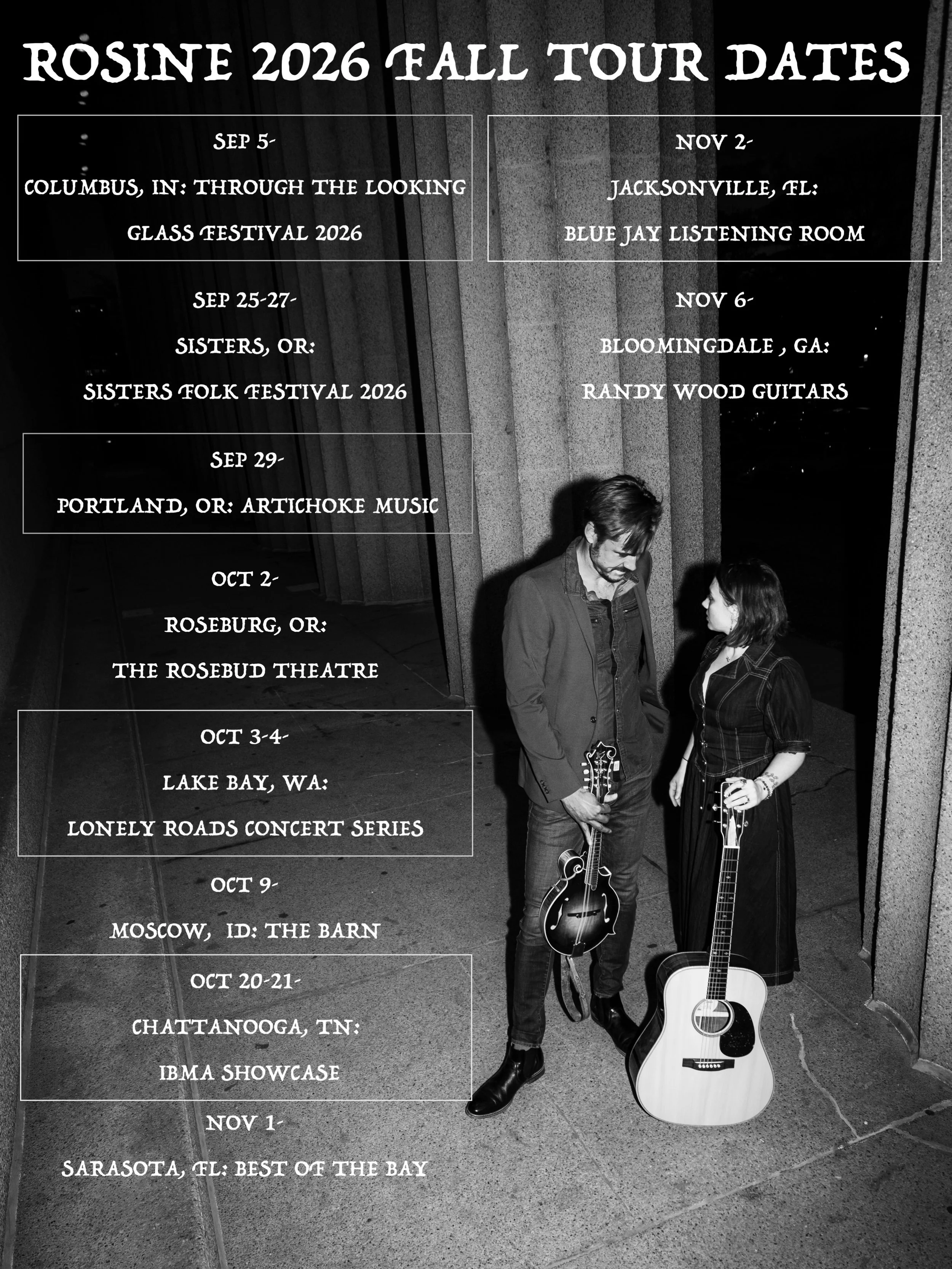 Very happy to announce our upcoming fall tour dates! We&rsquo;ve got some great musicians coming along, those players will be announced soon, along with some more dates! Hope to catch you at one of these, find details and tickets in the link to our w