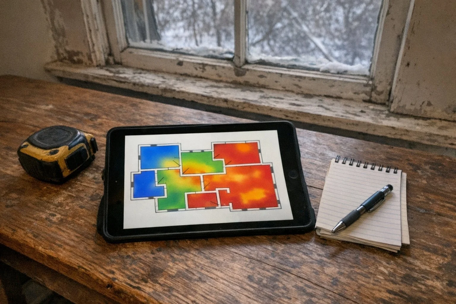 Room-by-room heat-load calculation for an older house