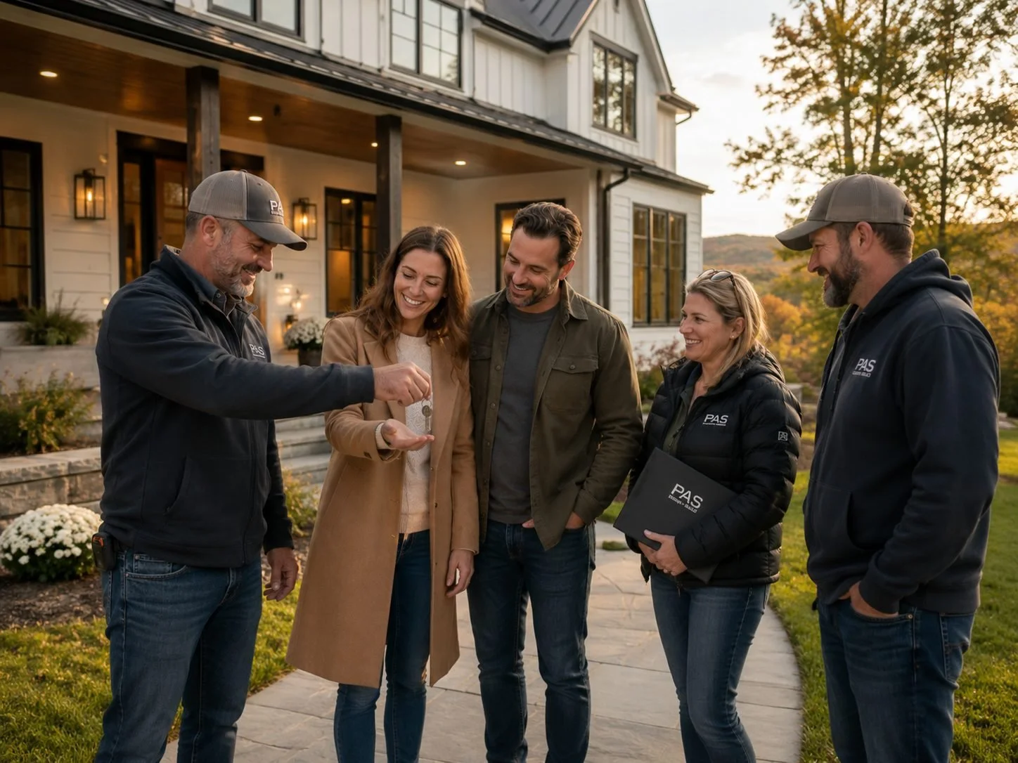 Homeowners at a completed design-build project