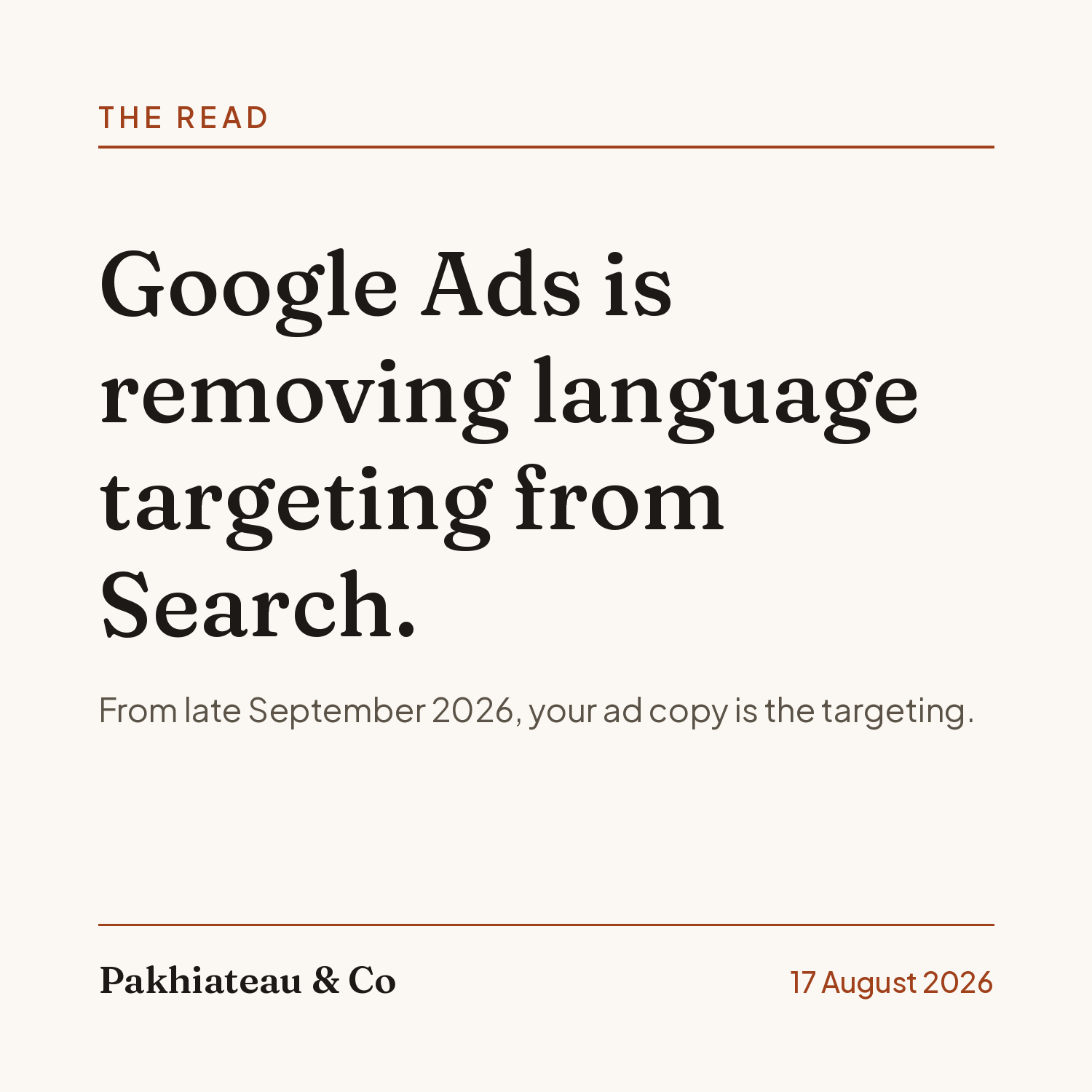 Google Ads Language Targeting Change: September 2026