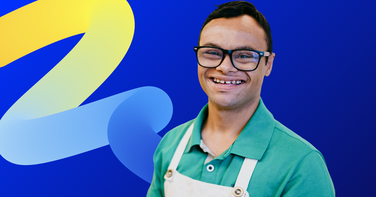 Adult with Down syndrome building confidence and independent living skills