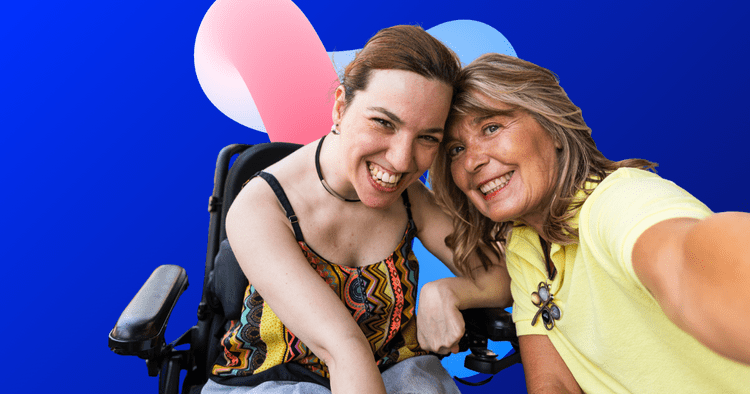 Adult with cerebral palsy participating in the community with support services