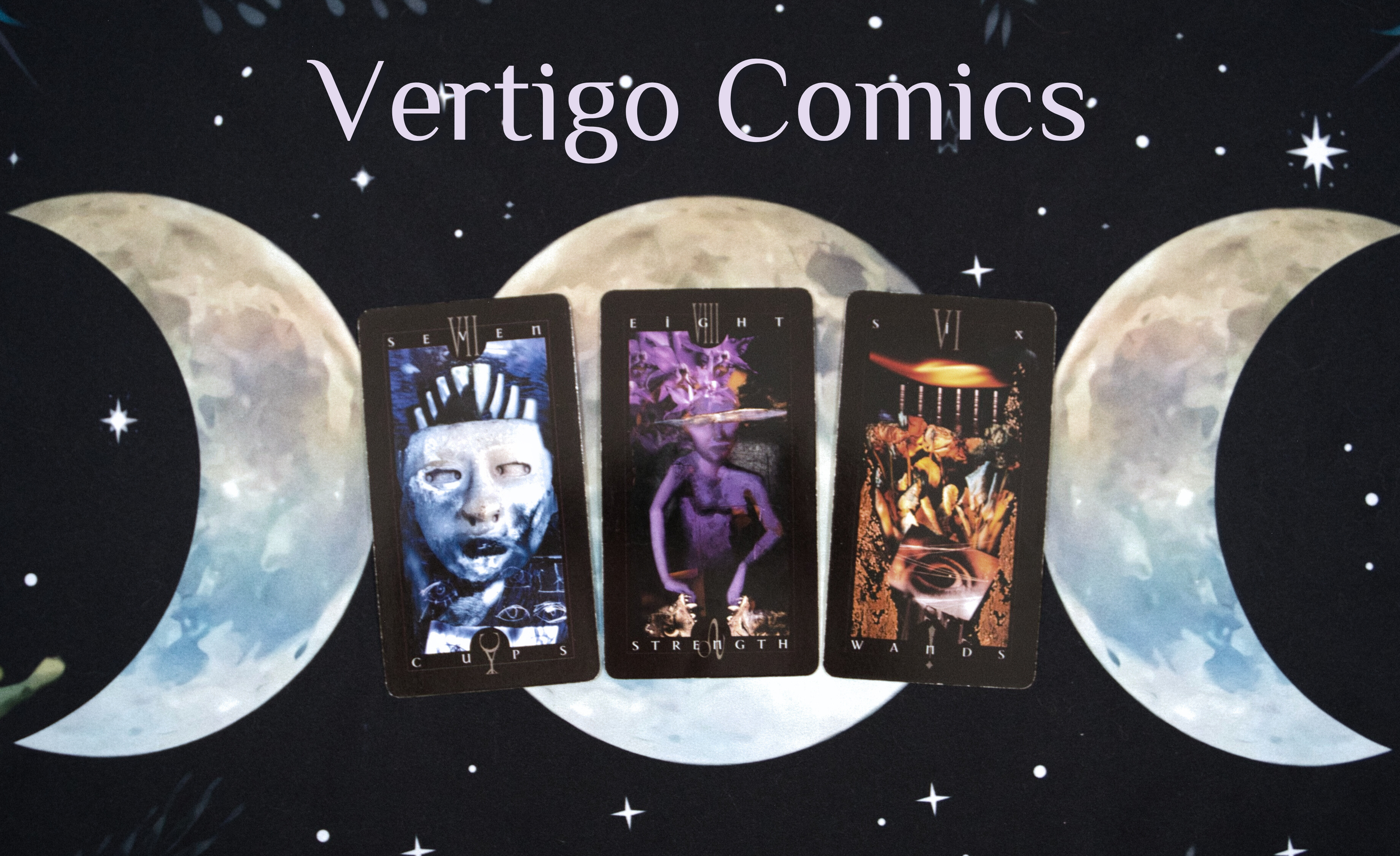 This deck is made for the OG goth kids of the 90s, features original Vertigo characters like Constantine, Swamp Thing, and Black Orchid. The complex, dark, and unique art is by the visionary Dave McKean.