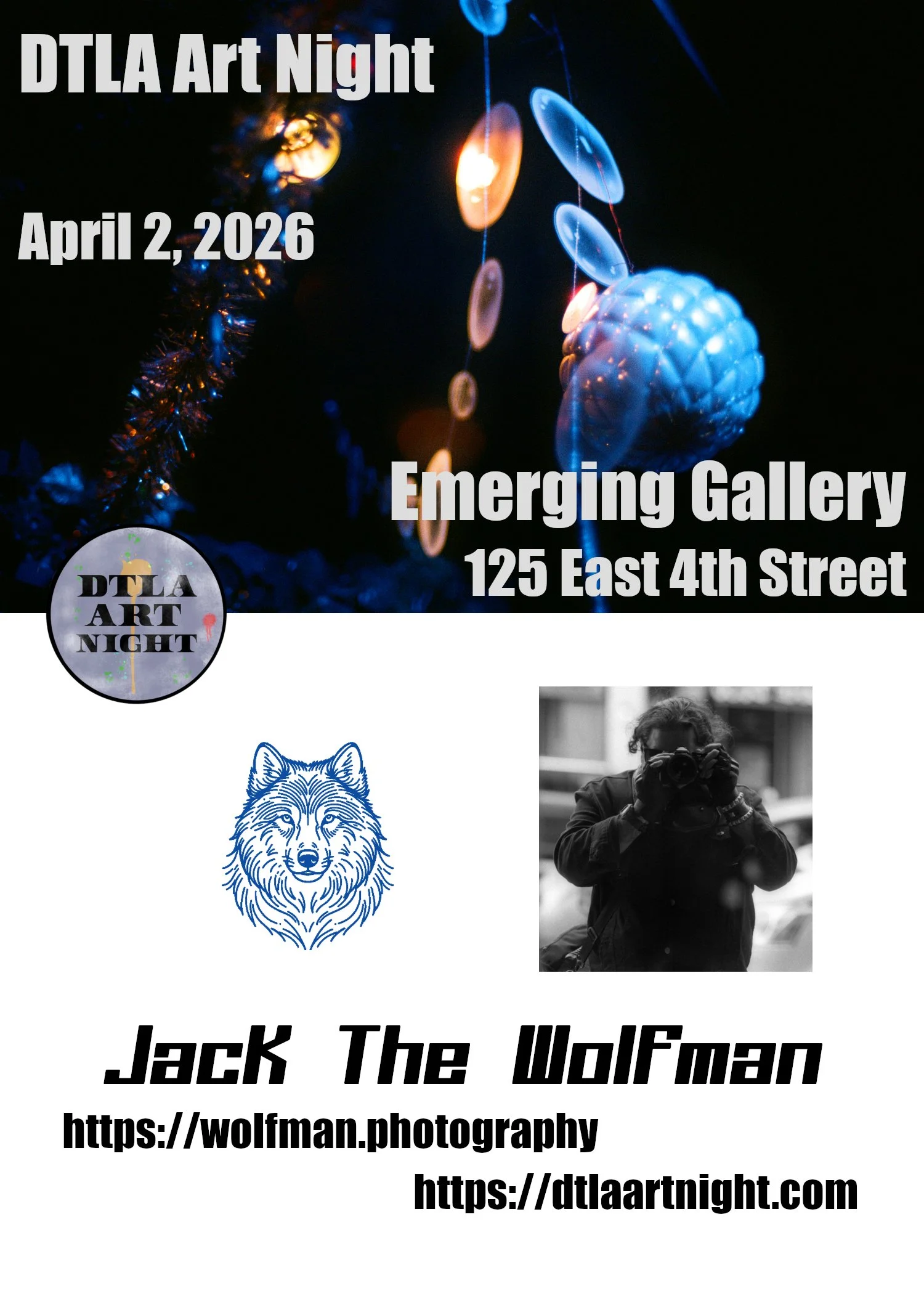 DTLA Art Night, April 2, 2026, Emerging Gallery, 125 E 4th Street, Jack The Wolfman