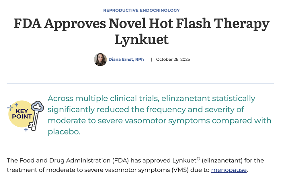 FDA Approves Novel Hot Flash Therapy Lynkuet